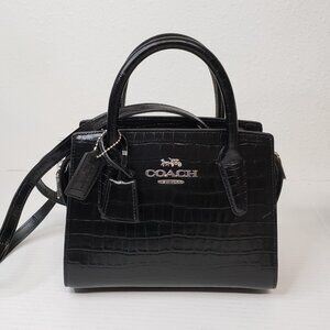 Coach Andrea Carryall Black Leather Satchel Bag Lux-152-091725